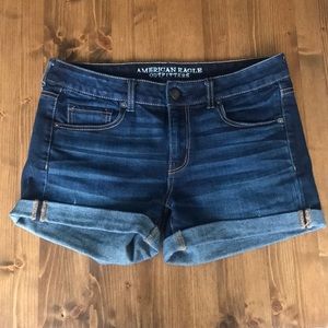 American Eagle dark wash midi shorts